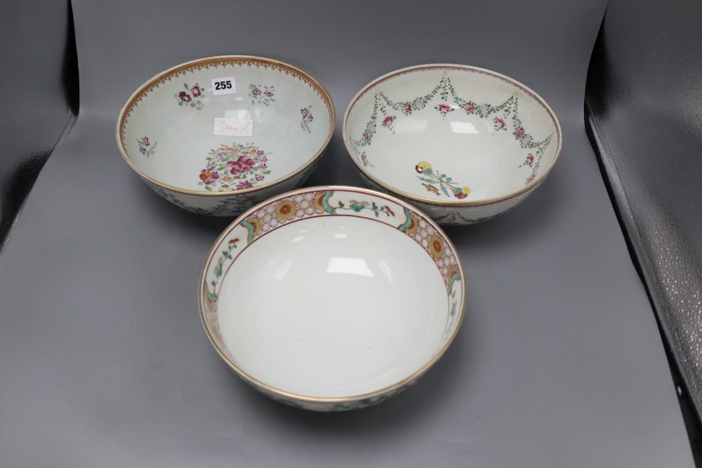 Two Samson famille rose bowls, in Qianlong style and a Japanese kutani bowl